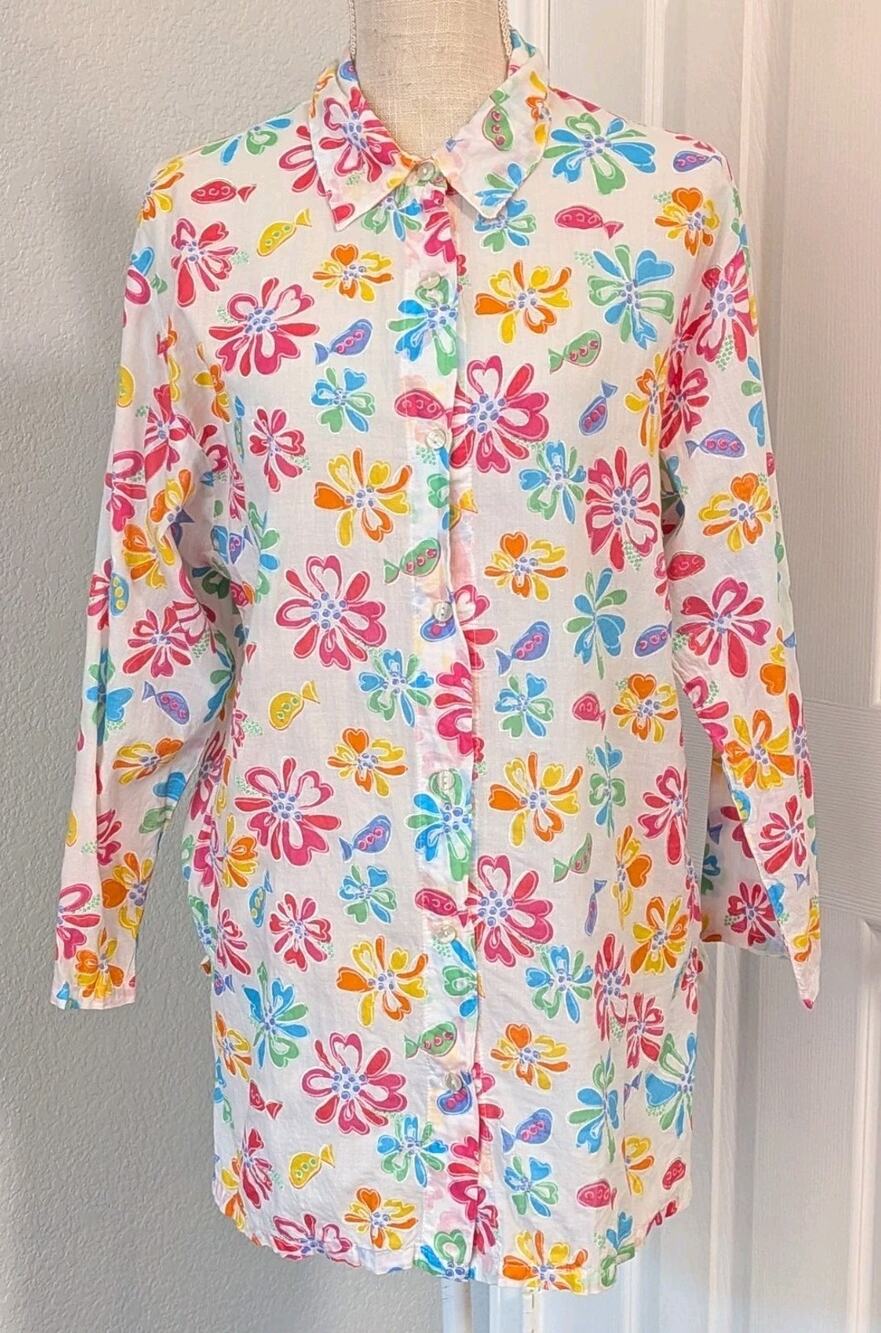 Fresh Produce Vintage Button Up Floral Long Sleeve Button Up Retro 80's 90's